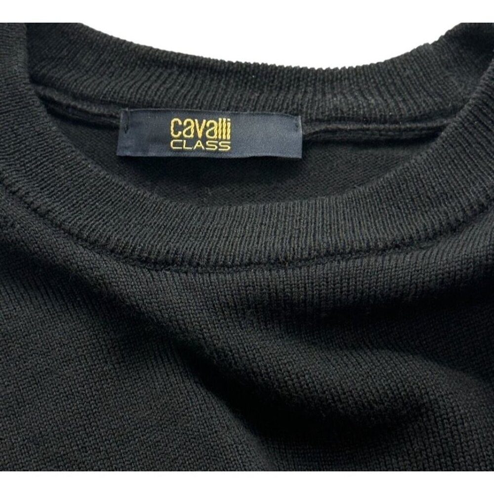 Roberto Cavalli Class Mens 100% Wool Sweater Black Long Sleeve Crew Neck Size S? - Picture 4 of 7